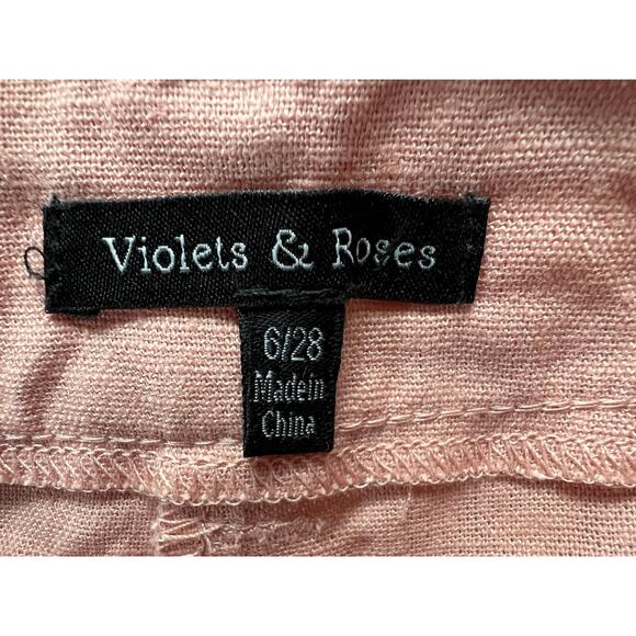 Violets & Roses Stitch Fix Linen Blend Shorts Rose Pink Color Women's Size 6/28 - Picture 3 of 12